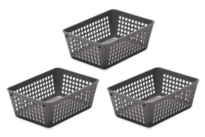 3-Pack Small Plastic Storage Baskets for Home Junk Drawers and Office Desktop... - Picture 1 of 4