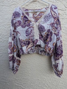 Band of the Free Mirabelle creme lila Paisley Spitze Crop Top Gr. Large - Bild 1 von 7