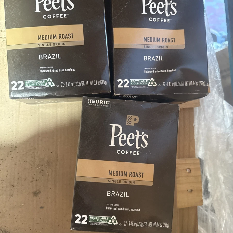 Cápsulas de café Peet's Coffee de origen único Brasil K-Cup tostado mediano 66ct cheque Bb Foto 1 de 1