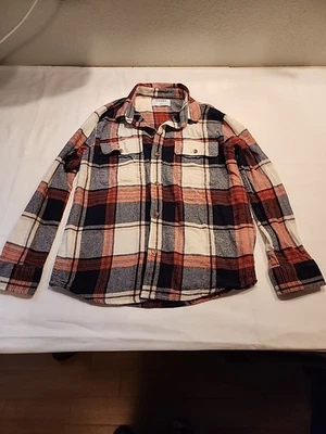 Old Navy Boys Flannel Long Sleeve Size XL 14-16 Blue and Orange Button Down - Image 1 of 4
