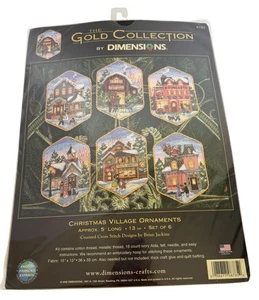 Dimensions Gold Collection Cross Stitch Kit Christmas Village Ornaments Set of 6 - Picture 1 of 11