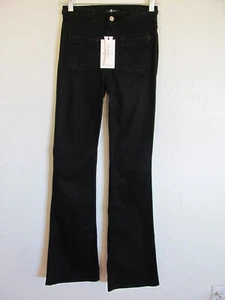 7 for all Mankind schmale Illusion Schlagjeans schwarz geflochtene Details Größe 25 neu mit Etikett $ 225 - Bild 1 von 11
