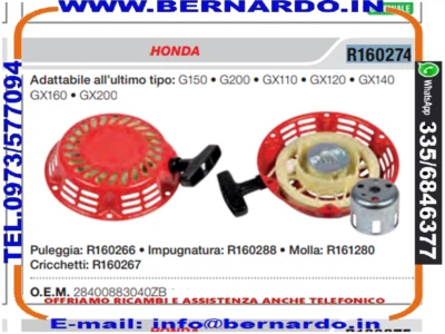 Avviamento completo HONDA G150 • G200 • GX110 • GX120 • GX140  GX160 • GX200 - Immagine 1 di 2