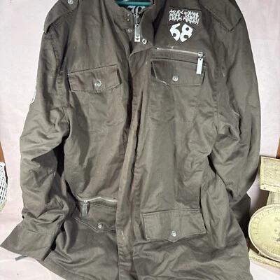 Blac этикетка Мужская куртка серый полный молнии военные нашивки мотоциклиста Eagle панк гот - Изображение 1 из 4