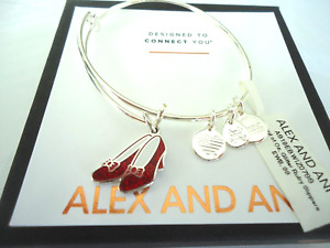 Alex and Ani WIZARD OF OZ GLITTER RUBY SLIPPERS Bangle New W/ Tag Card & Box