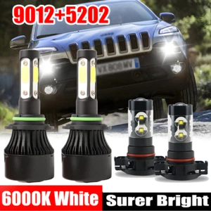 For Jeep Cherokee 2014-2015 LED Headlight & Fog Light Bulbs Combo Clear White - Picture 1 of 14