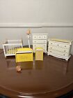 Vtg Artisan Dollhouse Miniature Nursery Furniture 6 Piece Set, Yellow Boy Girl