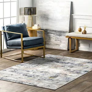 nuLOOM Aaliyah Casual Blue Indoor Washable Area Rug - Picture 1 of 3