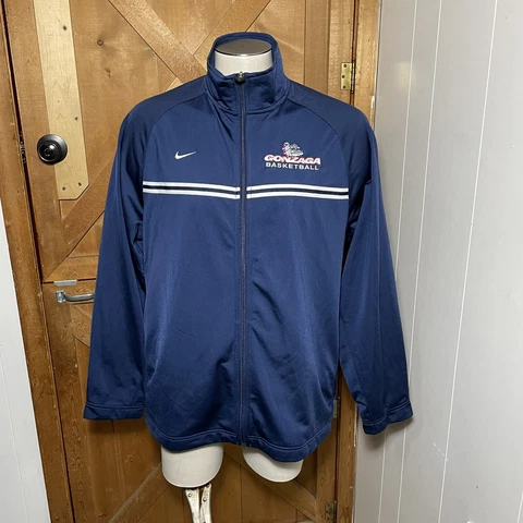 Nike Gonzaga Basketball Size L Full Zip Blue Embroidered Bulldogs Track Jacket Cover