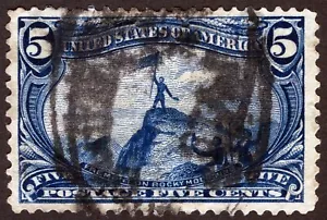 US Sc 288 Blue 5¢ Trans-Mississippi Expo 1898 Black Oval H/S Cancel Centered - Picture 1 of 1