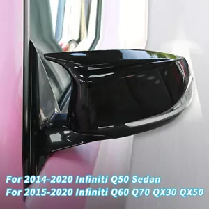 2X Tapa Cubierta Espejo Para Infiniti Q50 Q60 Q70 2014-2021 Estilo M3 Brillo Lateral Negro - Imagen 1 de 11