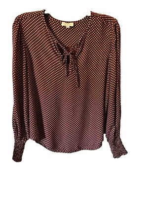 Top de mujer Lucky Brand talla mediana punto borgoña campesino gasa mangas ajustadas Foto 1 de 4