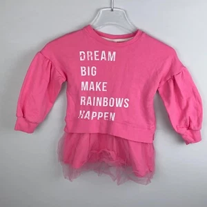 Cat & Jacke Girls Size XS 4 / 5 Pink Sweatshirt Dress Big Make Rainbows Happen - Picture 1 of 6