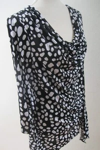 ESSENTIALS BY MILANO Gr. M schwarz weiß Punkte 3/4 Ärmel Tie Off Look Bluse Top - Bild 1 von 21