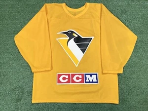 Vintage CCM NHL Pittsburgh Penguins Hockey Jersey Yellow VTG 90s Sports Practice - Picture 1 of 4