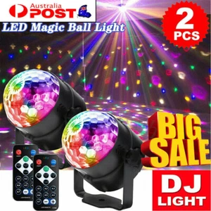 2XUSB Disco Lights Party DJ LED RGB Stage Lamp Strobe Crystal Magic Ball Remote - Picture 1 of 21