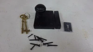 french style,victorian,compact rim lock & keeper.& milled edge 45 mm black knobs - Picture 1 of 5