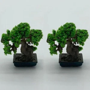 2 Pcs Dolls House Miniature 1:12 Pine Bonsai Resin Trees Plants Accessories - Picture 1 of 5