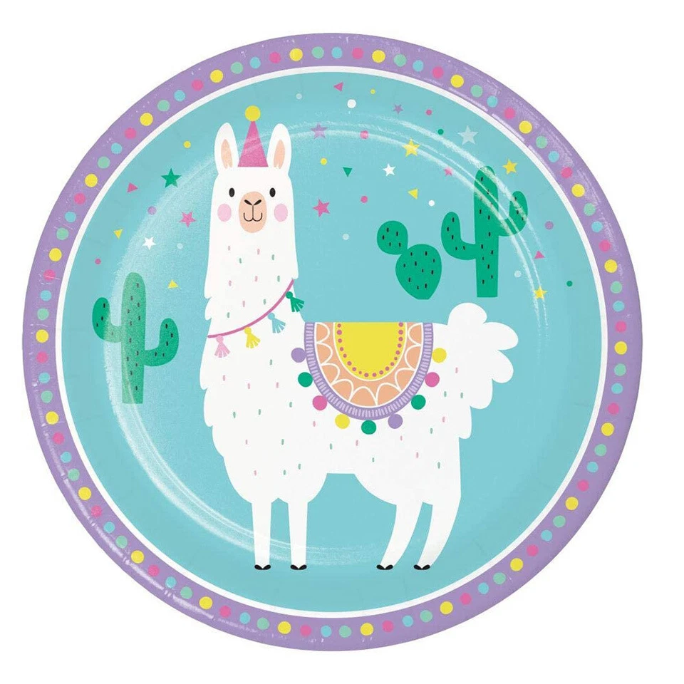 Llama Party Supplies Dinner Paper Plates 8 Pack Birthday Tableware Girl  - Image 1 of 1