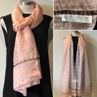 LENÇO/XALE COLLETTE DINNIGAN rosa pálido seda jacquard floral e miçangas 74cmx228cm - Imagem 1 de 4