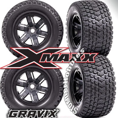 4 Traxxas XMAXX Gravix Tires wheels assembled, glued 7.4" tall X-Maxx TRA7877 - Image 1 of 2