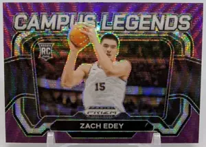 π2024 Panini Prizm Draft Picks Zach Edey (RC) Purple Wave Campus Legends #8π - Foto 1 di 3