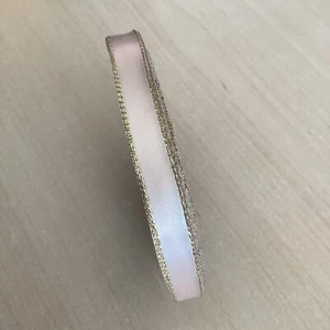 Soft Peach & gold lurex ribbon 6mm x 25 meters full reel, craft, wedding, gifts - Picture 1 of 2