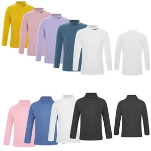 Kids Boys Girls Long Sleeve Thermal Underwear Top Mock Neck Warm Base T-Shirt - Picture 1 of 99