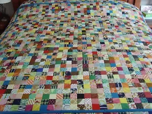 SALE !!Handmade Large Size Crazy Patchwork Quilt- 95" x 95" - Picture 1 of 5