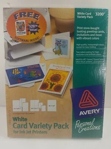 Avery ~ 3200 ~ Paquete de variedad de tarjetas blancas para impresoras de inyección de tinta ~ 24 tarjetas + 16 sobres - Imagen 1 de 7