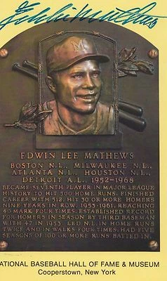 Eddie Mathews autgraphed Hall of Fame post card PSA/DNA Authenticated Y72762 - Image 1 of 2