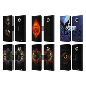 OFFICIAL CHRISTOS KARAPANOS HORROR LEATHER BOOK CASE FOR MOTOROLA PHONES - Picture 1 of 12