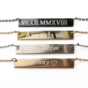 Stabkette mit individueller Gravur - Namensschild Geschenk, Gold/Silber/Rose Optionen - Bild 1 von 22