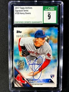 2017 TOPPS HENRY OWENS 2016 RC ARCHIVES AUTO CSG 9 MINT BOSTON RED SOX G1559 - Picture 1 of 2