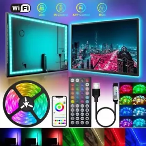 LED Streifen Lichter 50 Fuß 15m Musik Sync Bluetooth 5050 RGB Raumlicht USB mit Fernbedienung - Bild 1 von 11