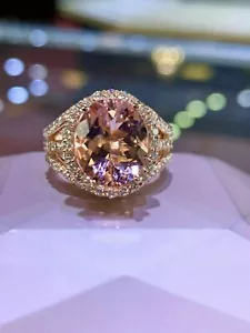 1Ct Oval Simulated Morganite Women's Cocktail Ring 14k Rose Gold Plated Silver - Picture 1 of 4