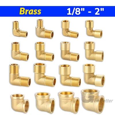 Brass Elbow 90 Degree Female Male BSP Thread Fitting Pipe Connector 1/8" - 2" - Image 1 of 4