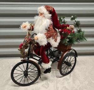 Vintage Santa Riding Bike Detailed Large - Picture 1 of 14