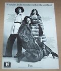 1972 print ad -American Furs girls fur coats mink opossum sable Advertising Page