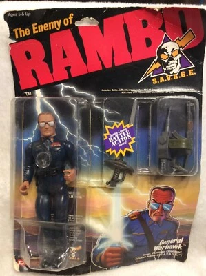 Figura de acción de colección Coleco General Warhawk 1986 cardada Rambo Savage importación sin usar, en caja Foto 1 de 2