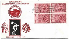 1948 FDC,  AMERICAN TURNERS , BLK,  CROSBY CACHET - Picture 1 of 1