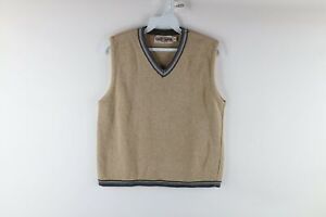 Vintage 90s Streetwear Boys Medium Striped Rainbow Knit V-Neck Sweater Vest USA