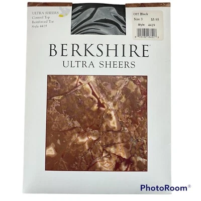Berkshire Pantyhose Women's Size 3 Ultra Sheer Control Top Style 4419 Off Black - Image 1 of 3