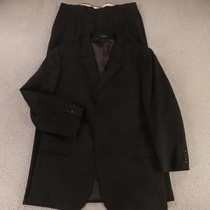 VTG Jones New York Suit L LT Black 100% Wool Worsted Twill 44L 36x30 - Picture 1 of 22