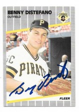 BENNY DISTEFANO 1989 FLEER AUTOGRAPHED SIGNED # 205 PITTSBURGH PIRATES