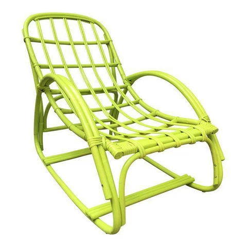 Vintage Ypsilanti Stick Kiwi Green Rattan Lounge Chair Cover