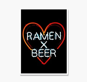 Ramen and Beer Print, Man Cave Art Poster, Garage Canvas Man Cave, Kitchen Art - Picture 1 of 7