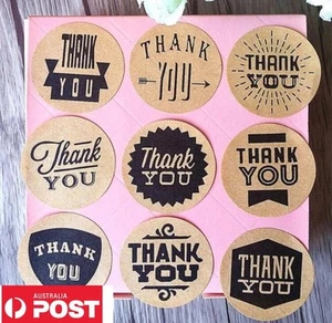 45 X Thank You Stickers Retro Vintage Round DIY Engagement Wedding Craft - Picture 1 of 3