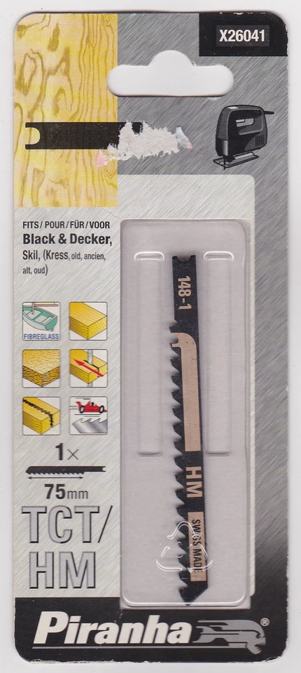 Stichsägeblätter - Black & Decker Holz TCT/HM Hartmetall - U-Schaft - 5 Stück