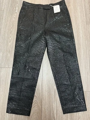 PANTALONES BRUNELLO CUCINELLI METÁLICOS BRILLANTES NEGROS CON ACENTO BRILLO NUEVOS CON ETIQUETAS, TALLA 2 Foto 1 de 4